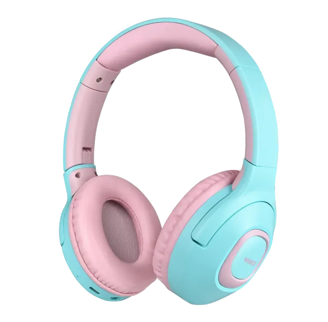 WiseQ Unbreakable Draadloze Kinderkoptelefoon Mintgroen-Roze 45 uur