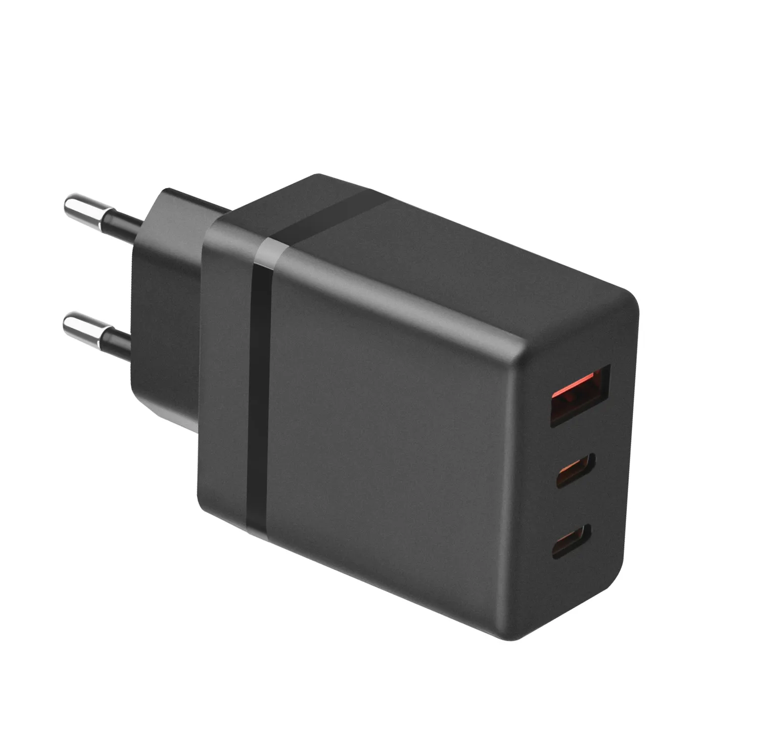 WiseQ 38W Snellader 3 poorten met USB-C kabel 2m zwart