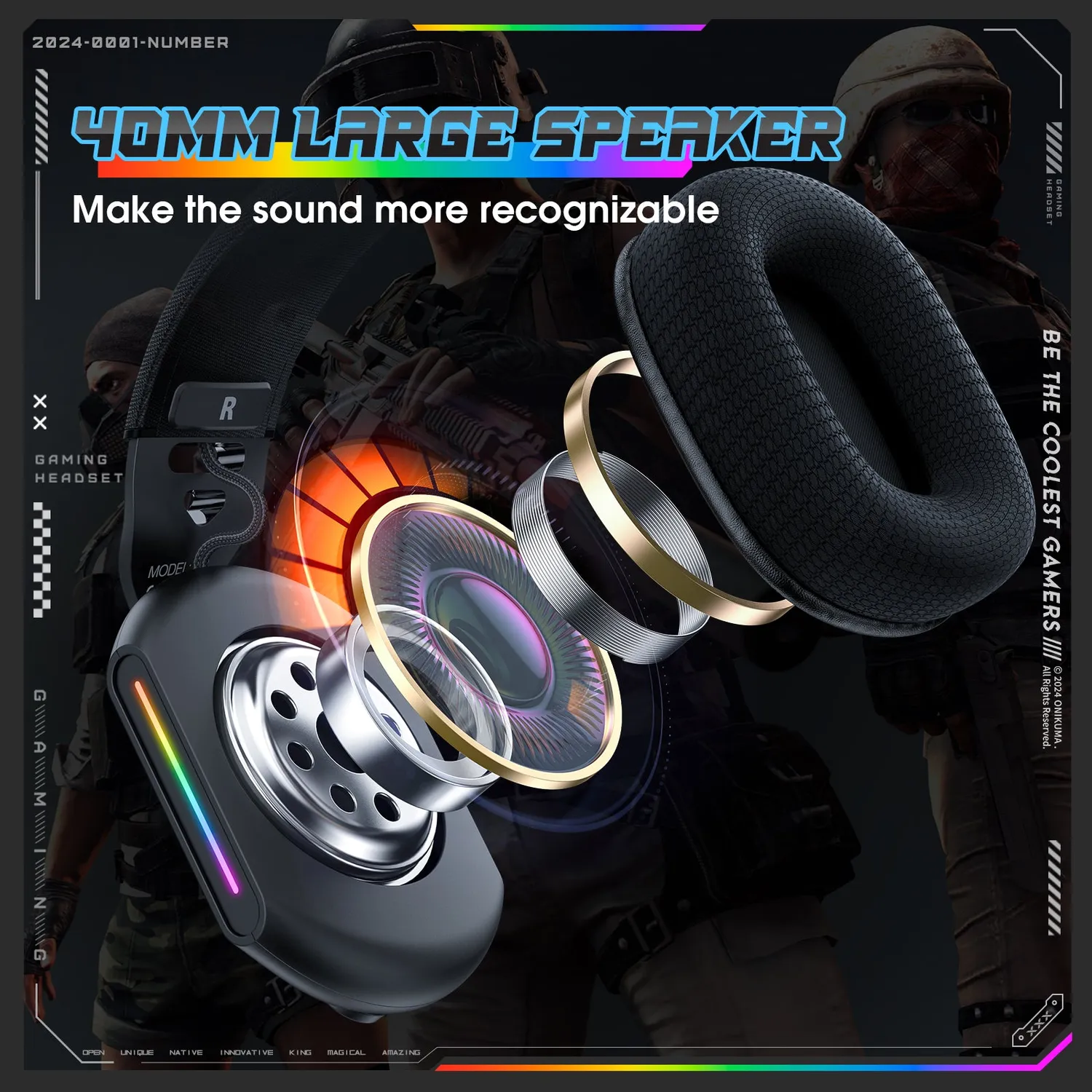 ONIKUMA X12 bedrade gaming headset zwart RGB