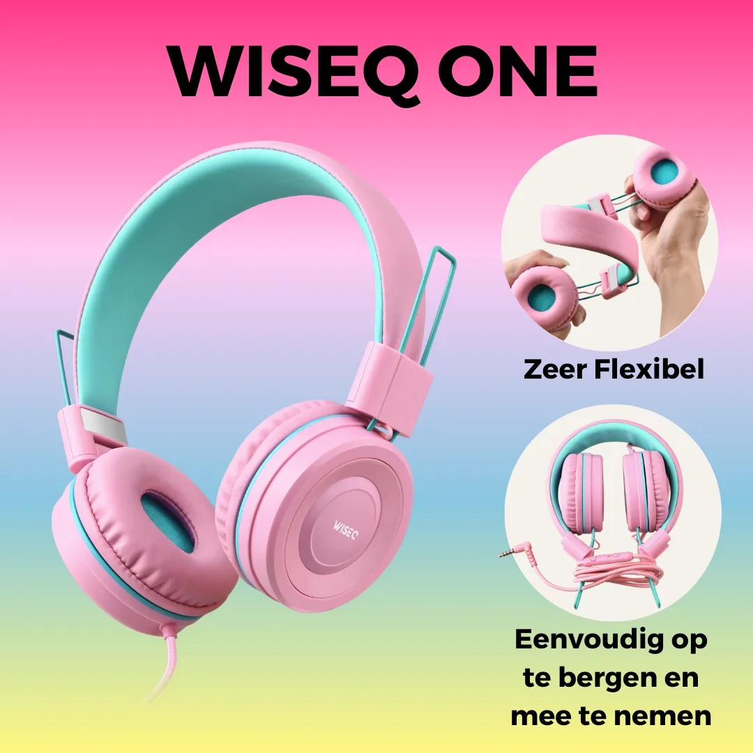 WISEQ One kinderkoptelefoon bedraad Unicorn-Bubblegum 85dB