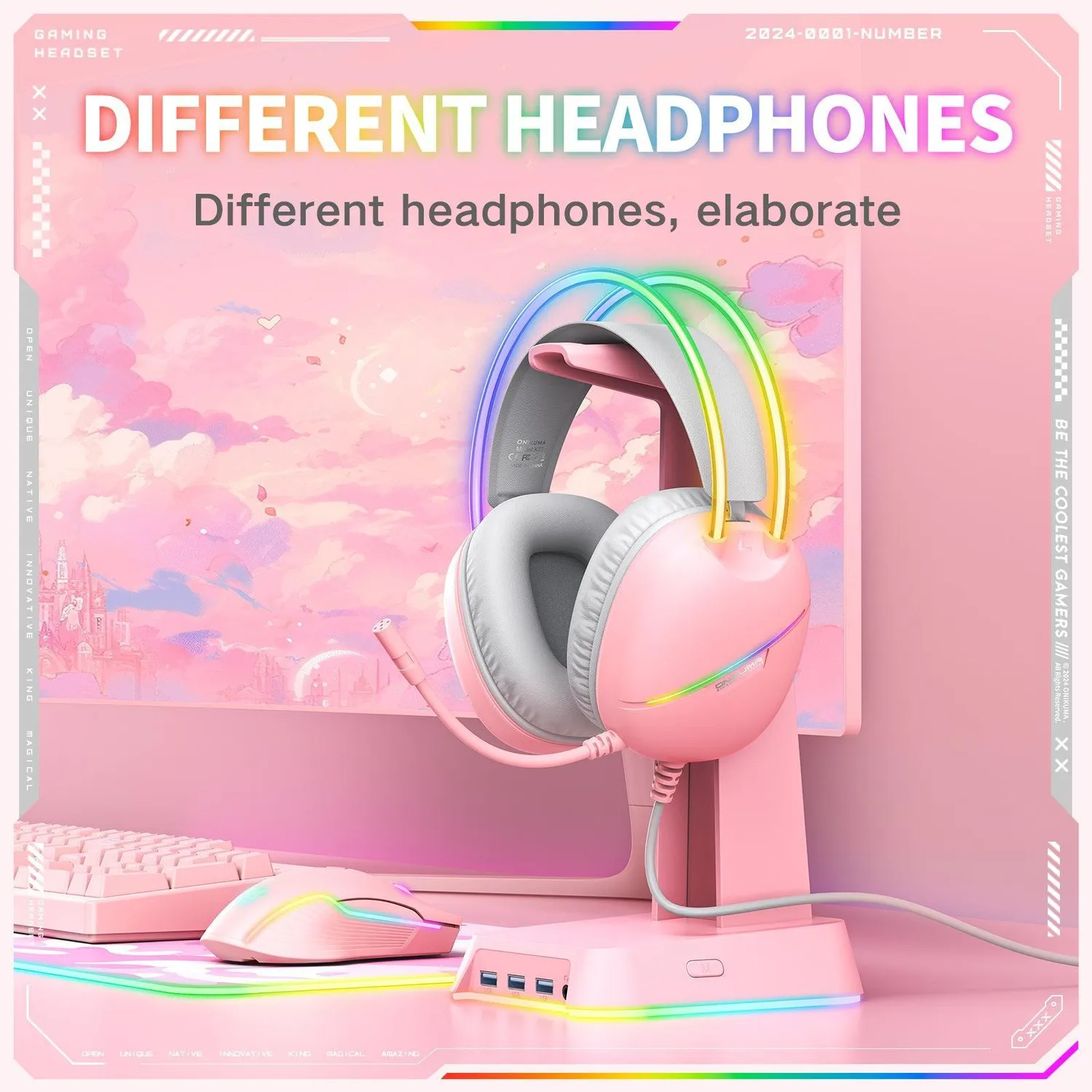 ONIKUMA X33 gaming headset zwart 50 mm USB-C