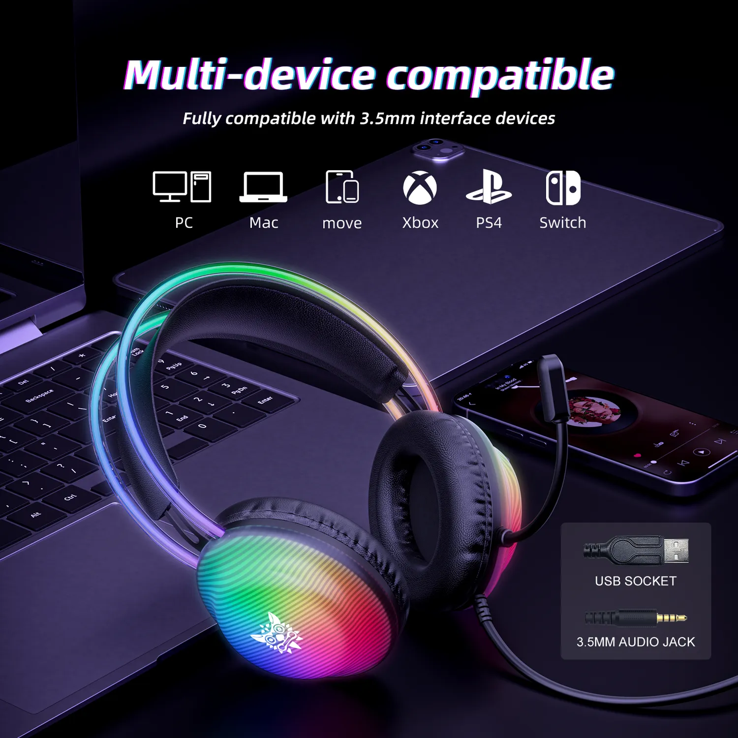 ONIKUMA X29 gaming headset bedraad RGB stereo