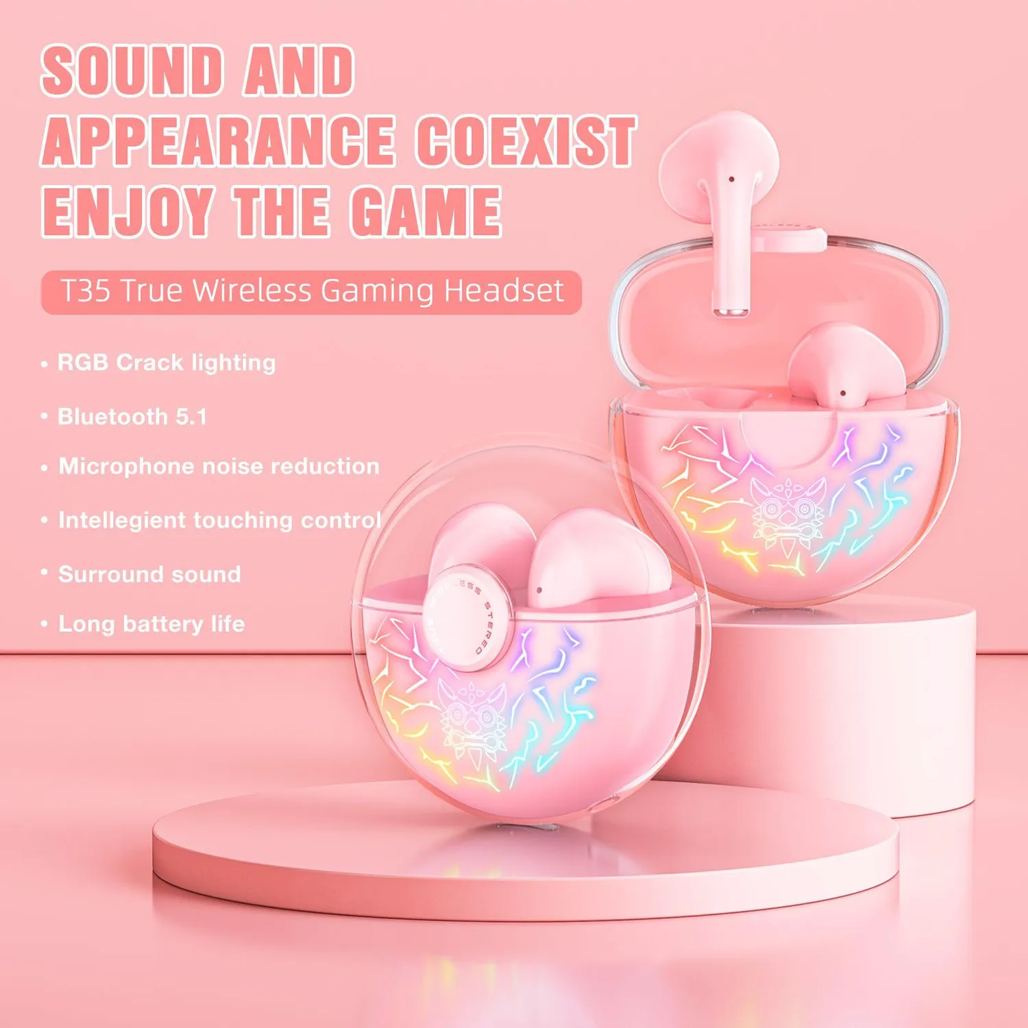 ONIKUMA T35 gaming oordopjes bluetooth zwart 60ms