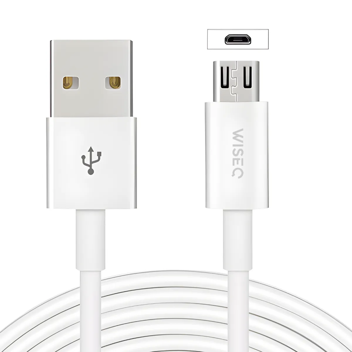 WISEQ Micro USB Oplaadkabel 1 Meter Wit datakabel stevig