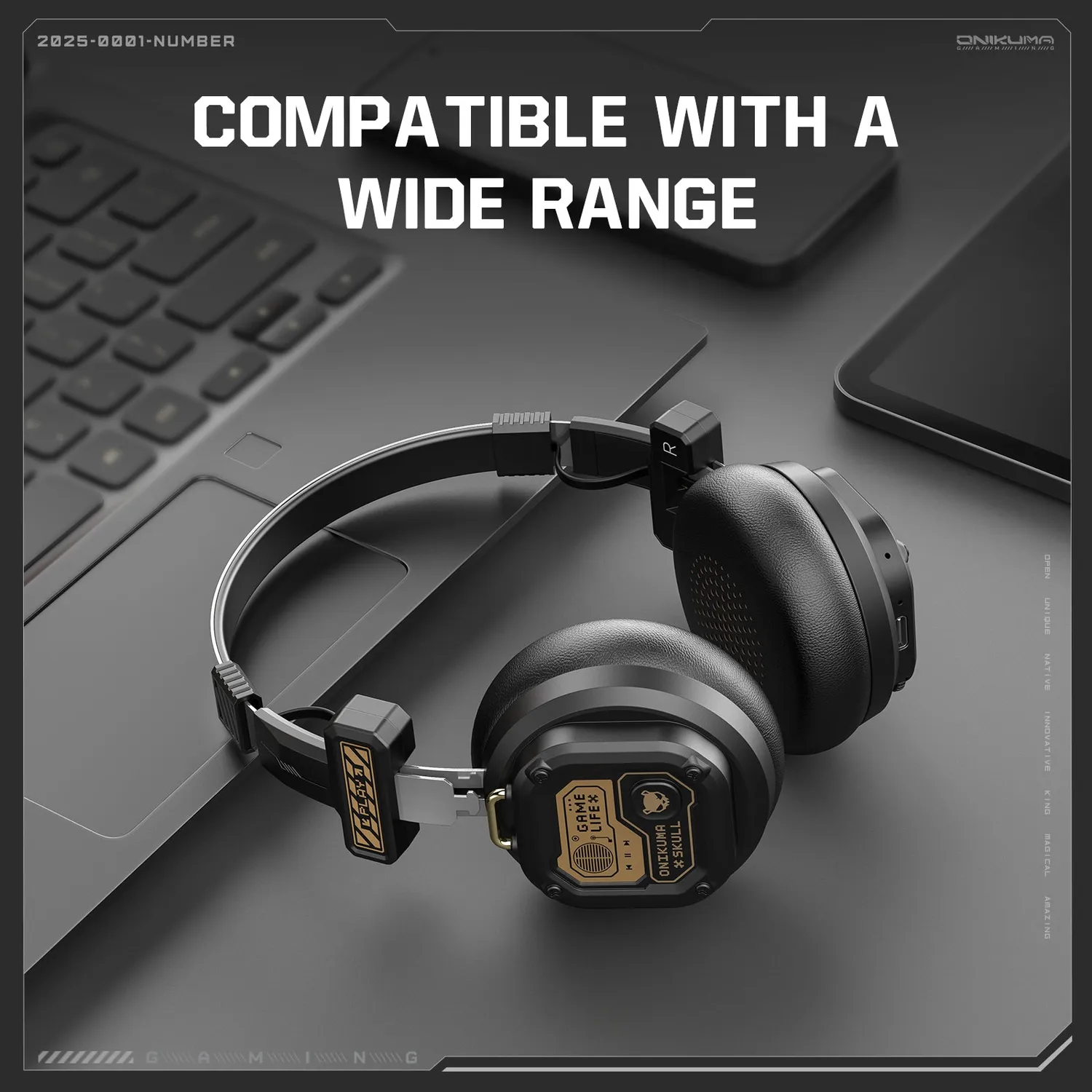 ONIKUMA GT803 gaming headset zwart draadloos 50 uur