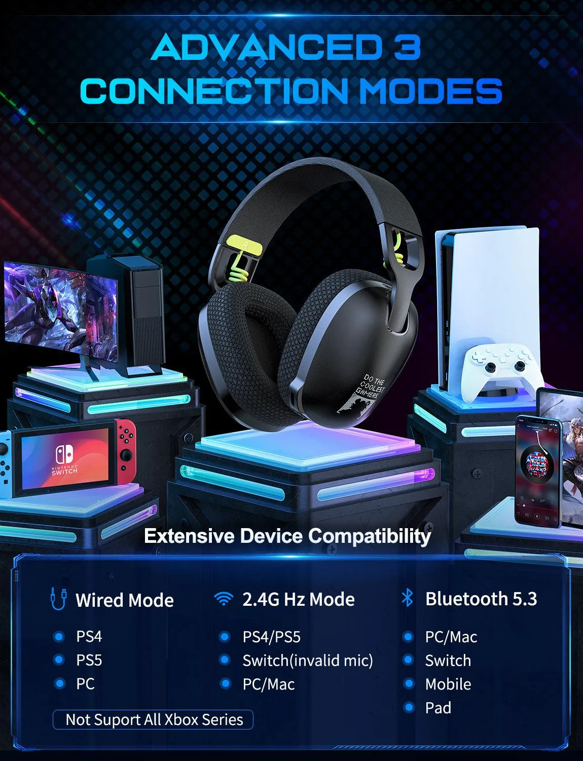 ONIKUMA B2 gaming headset zwart drievoudig