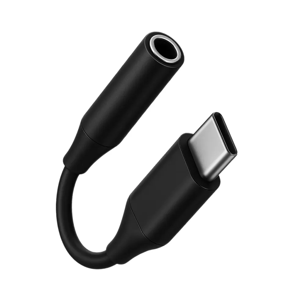 WISEQ USB-C naar AUX kabel 11cm zwart aux-adapter