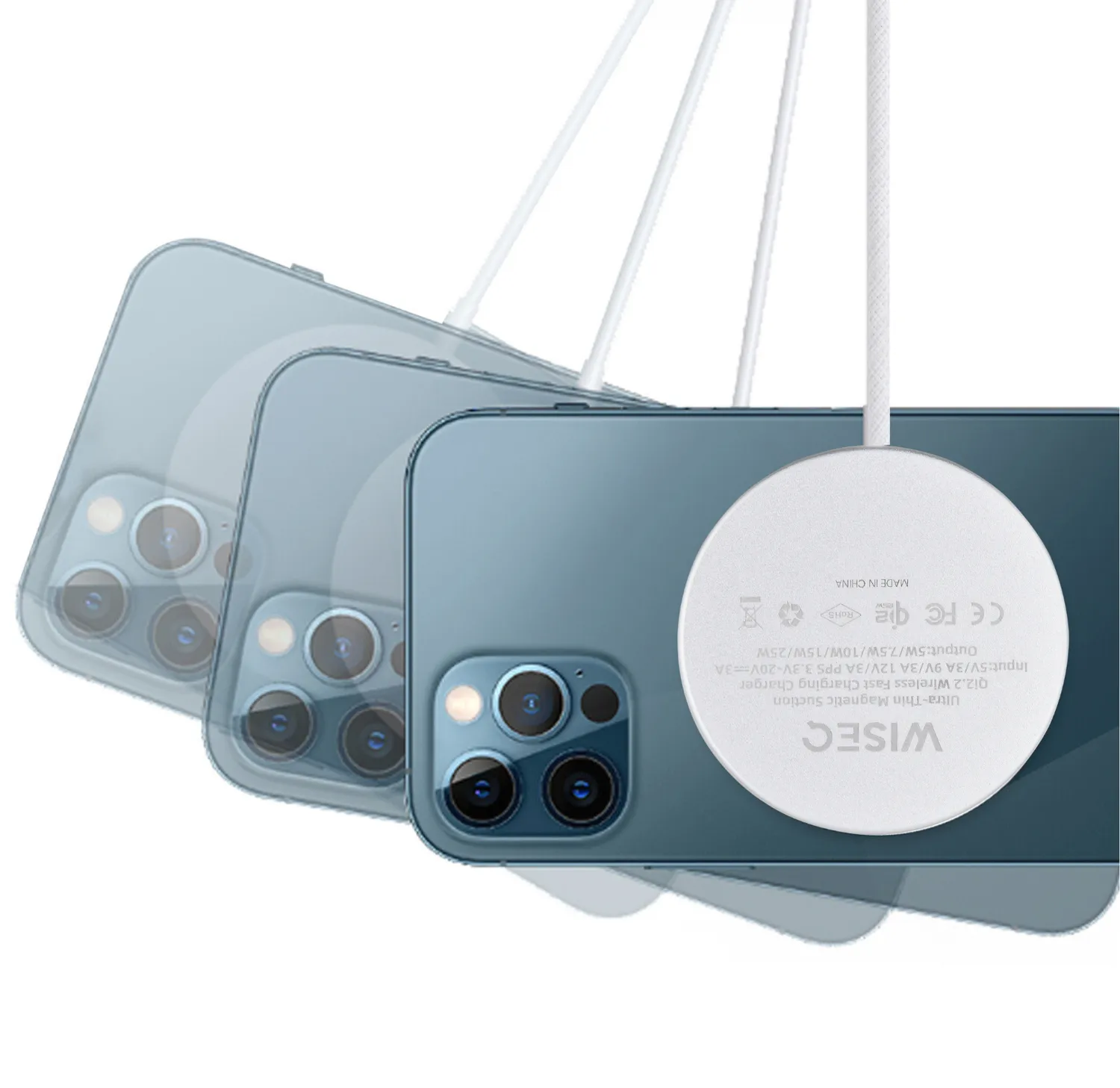 WISEQ MagSafe draadloze snellader 25W wit met 38W adapter