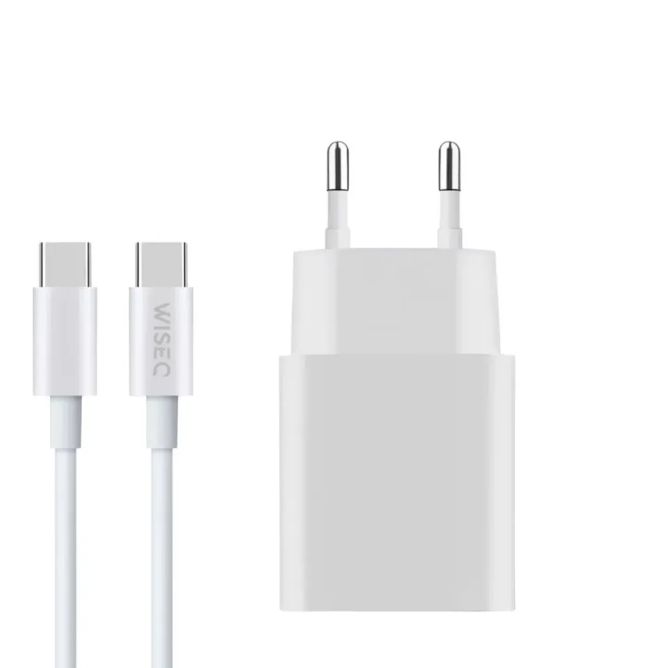 WiseQ 33W Snellader dual port met USB-C kabel 2m wit