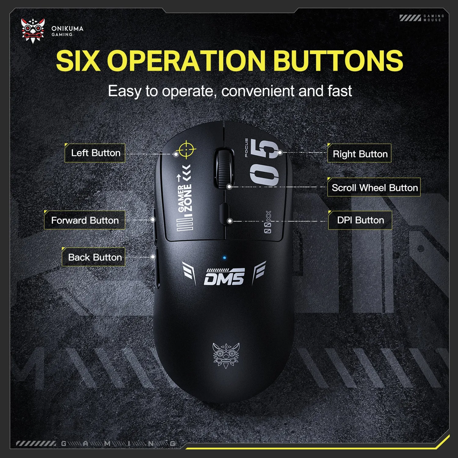 ONIKUMA DM05 draadloze gaming muis zwart 12800 DPI
