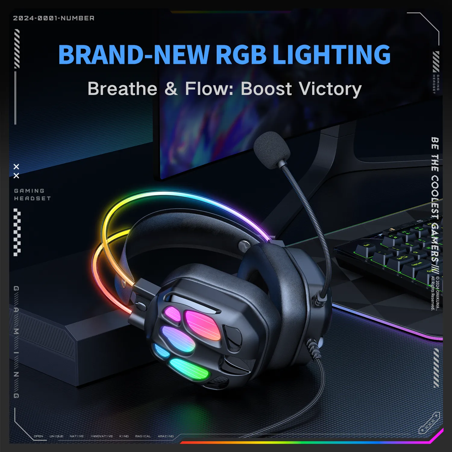 ONIKUMA X89 gaming headset zwart met RGB en microfoon