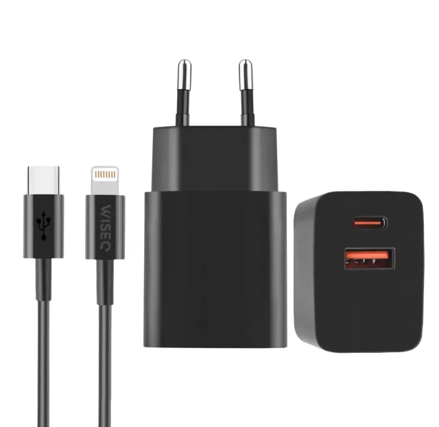 WISEQ Ultra 33W snellader Lightning 1,2m zwart