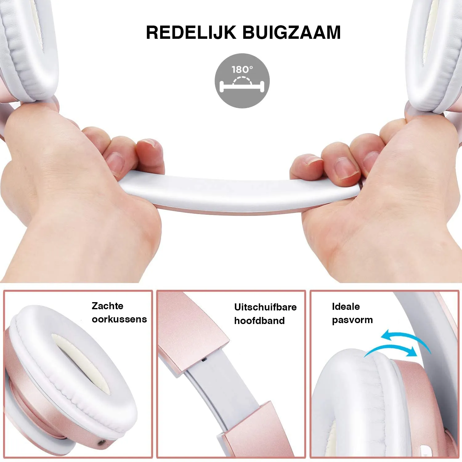 WiseQ BTwireless Kinder Koptelefoon Roze – 8 uur muziek