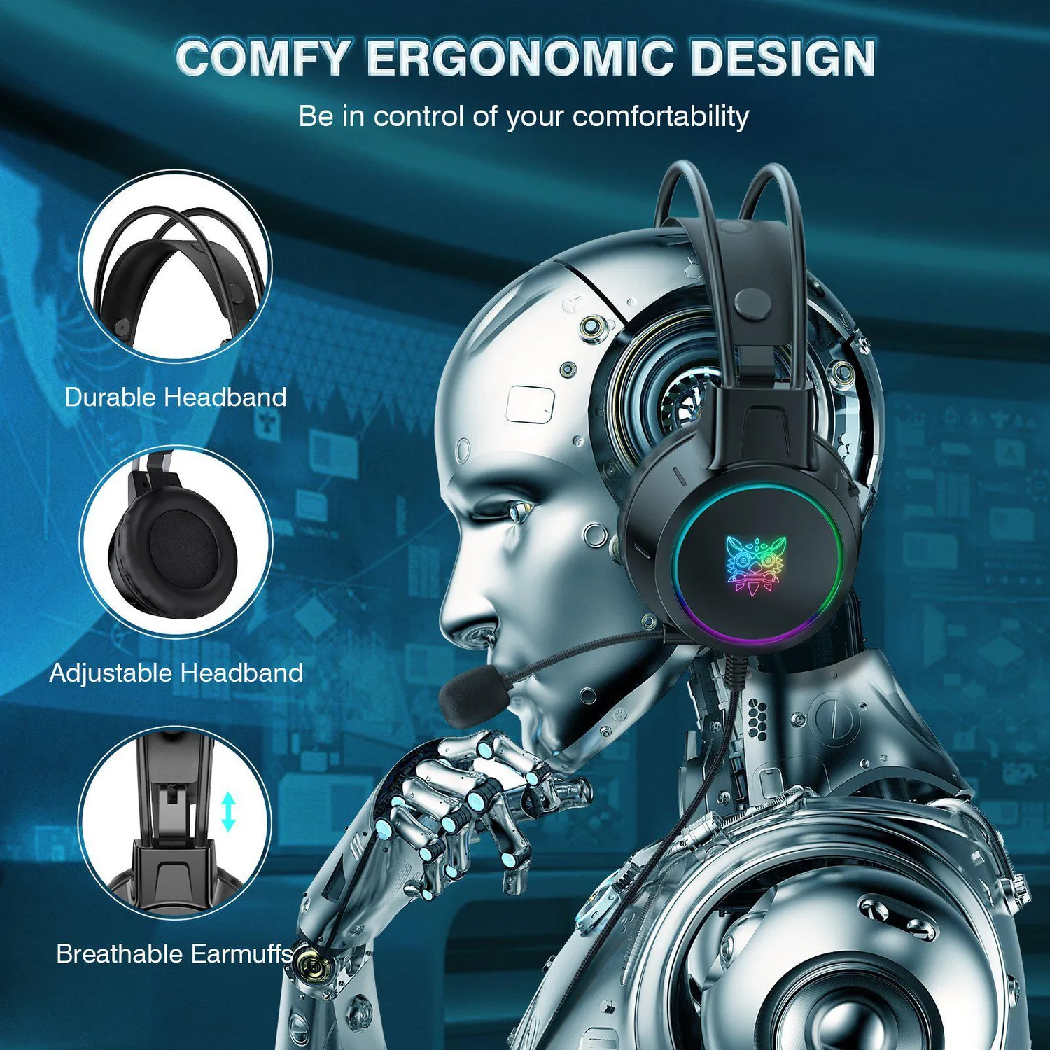 ONIKUMA X15 PRO gaming headset zwart – surround sound
