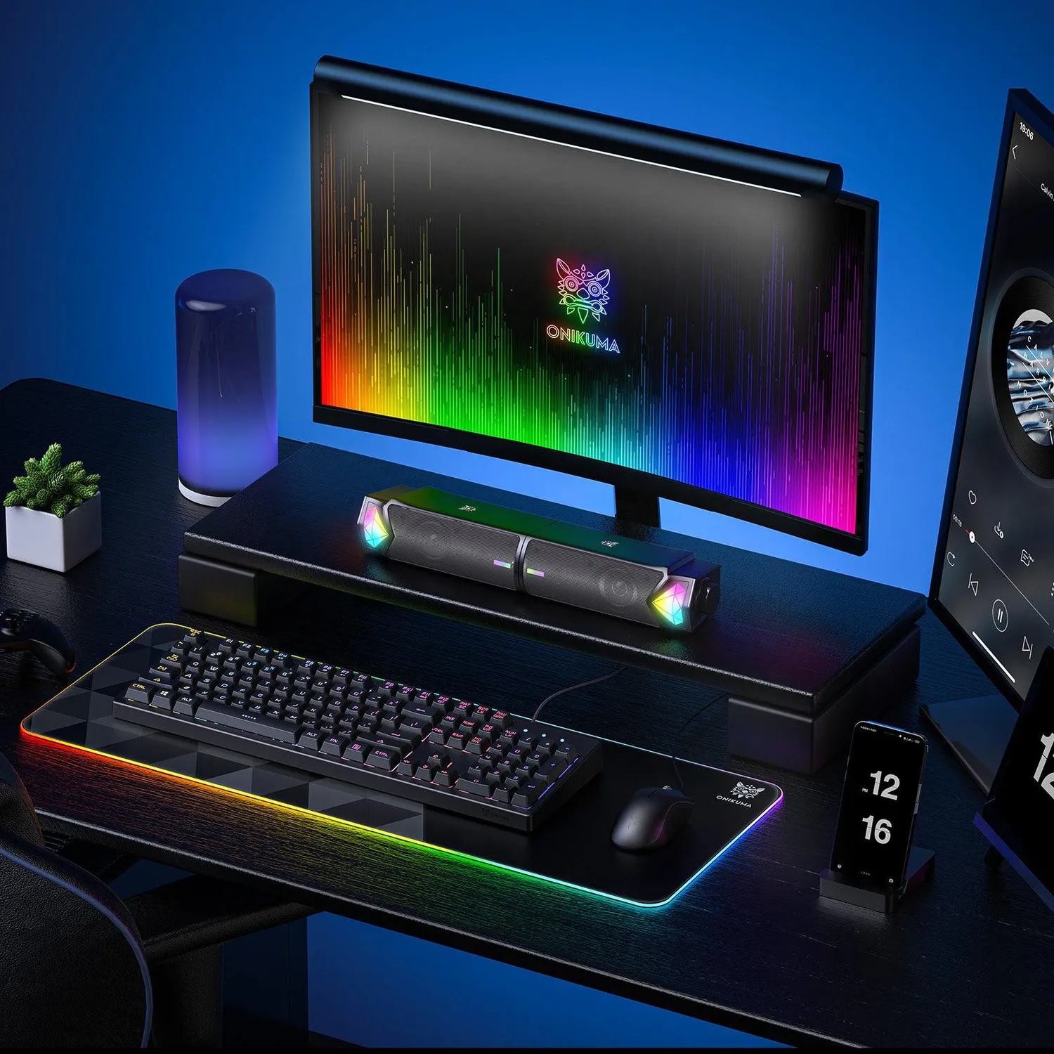 ONIKUMA L1 Speakerset Zwart Bluetooth USB RGB 2x5W