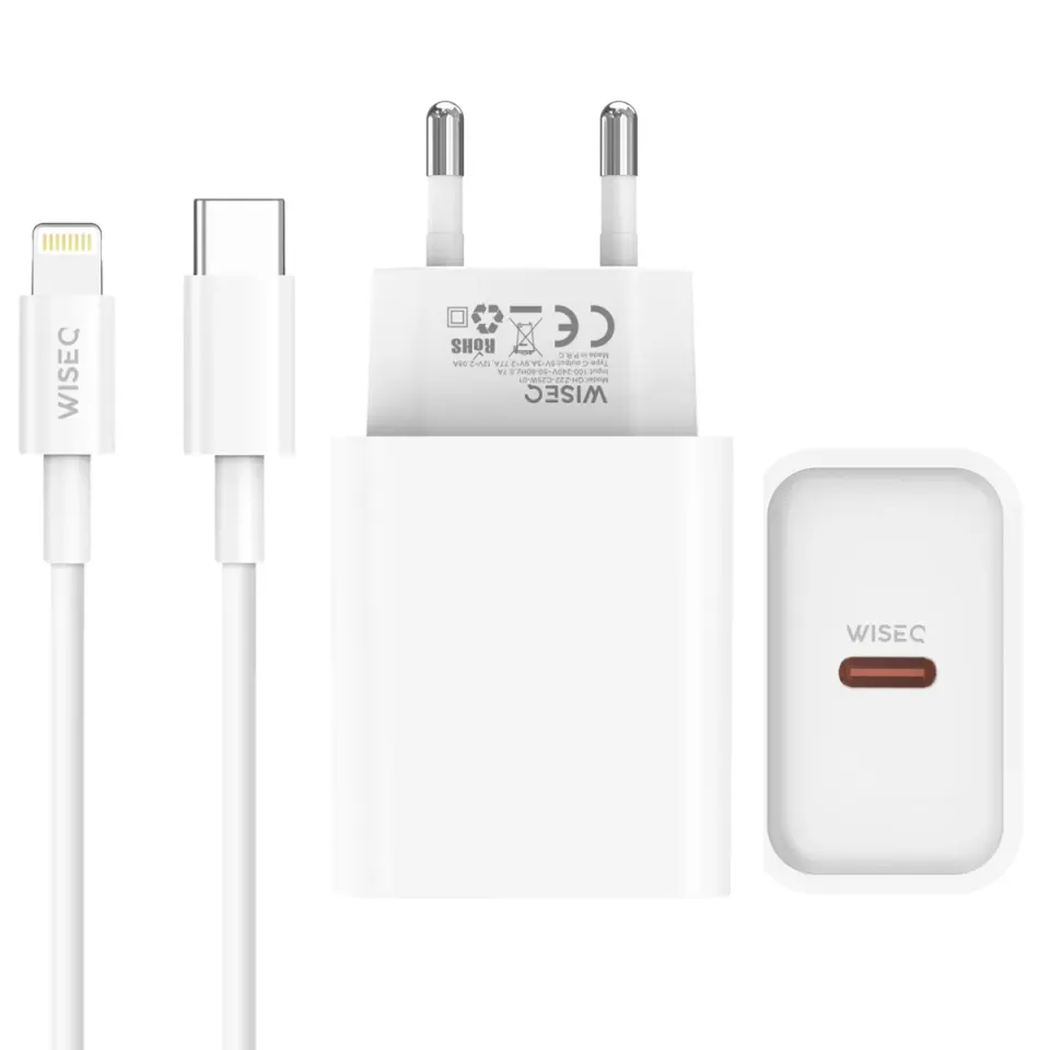 WiseQ 25W iPhone Oplader Lightning Kabel 2 Meter Wit