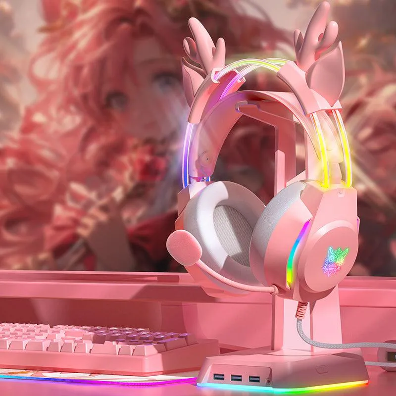 ONIKUMA X26 gaming headset roze bedraad RGB