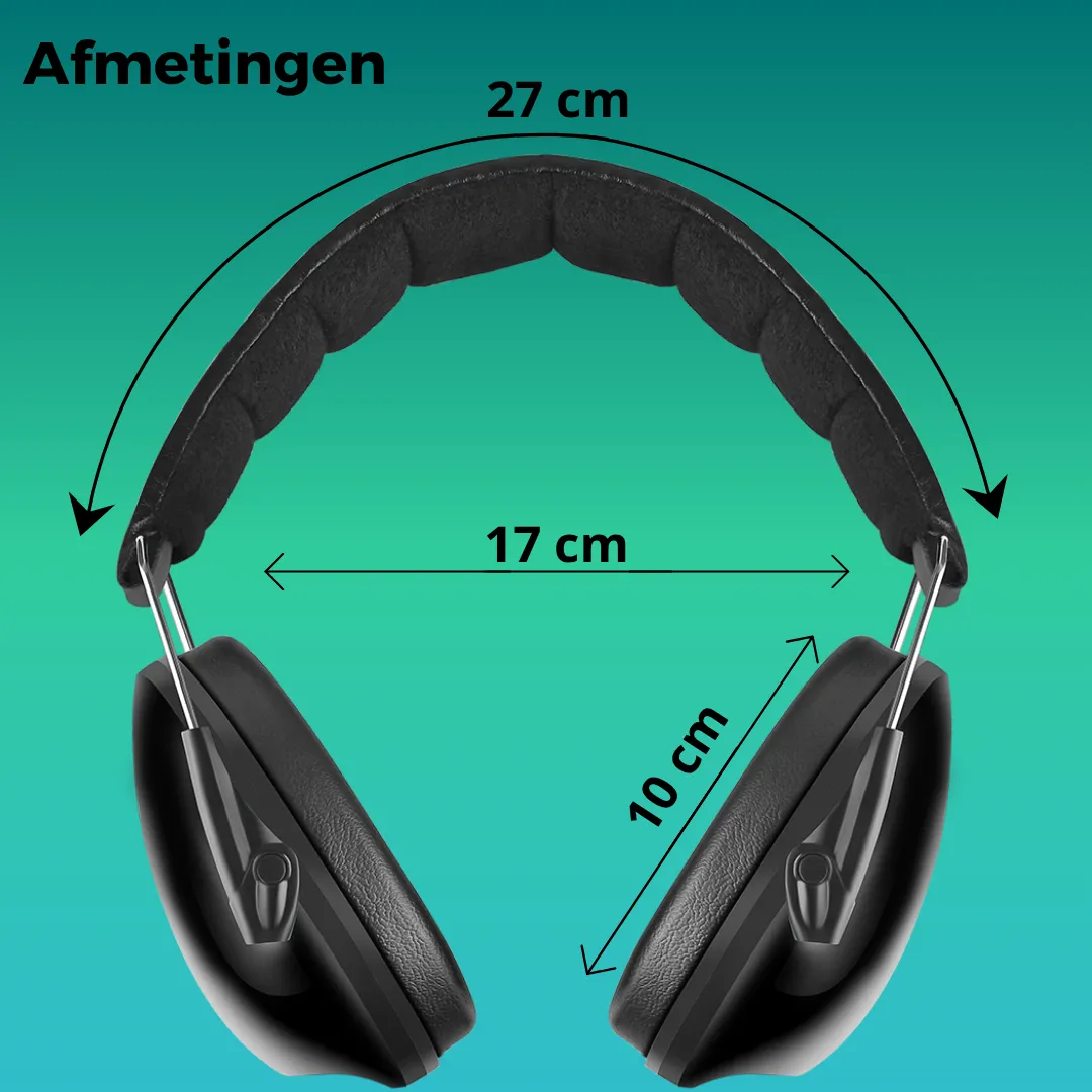 WISEQ Gehoorbescherming Kinderen Oorkappen Zwart 26dB
