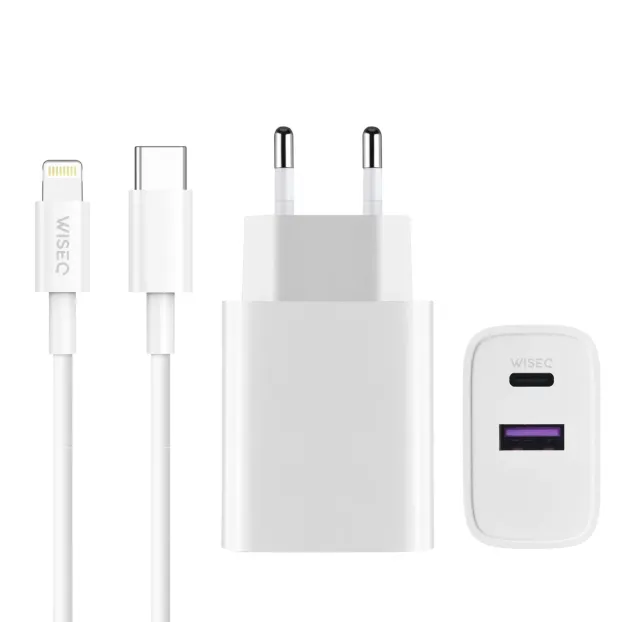 WISEQ 25W snellader Lightning 3 meter wit