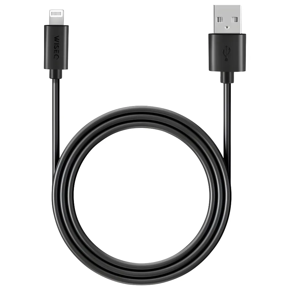 WISEQ USB naar Lightning kabel 1 meter zwart sync