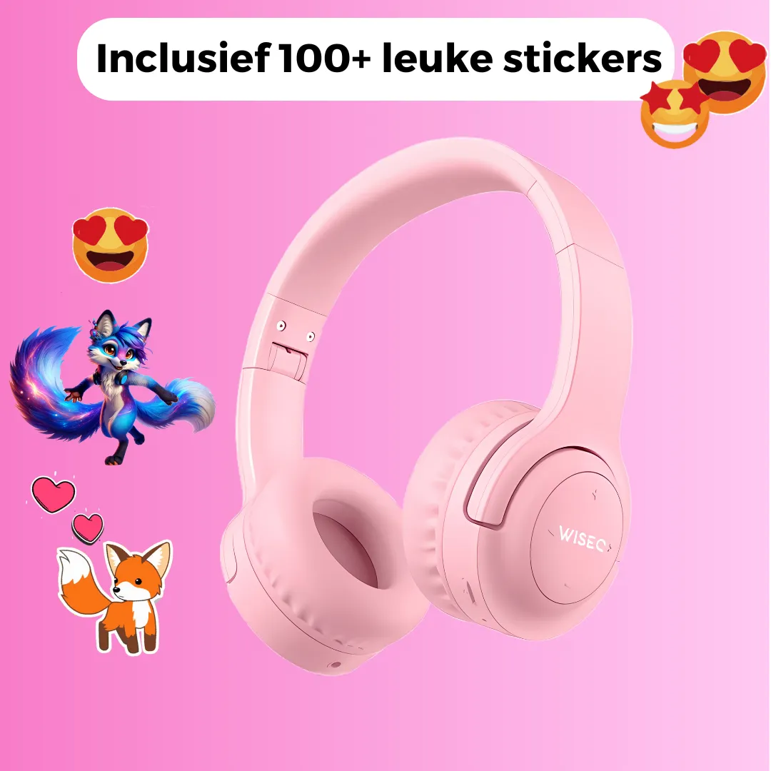 WISEQ Hero Kinderkoptelefoon bluetooth 38 uur roze