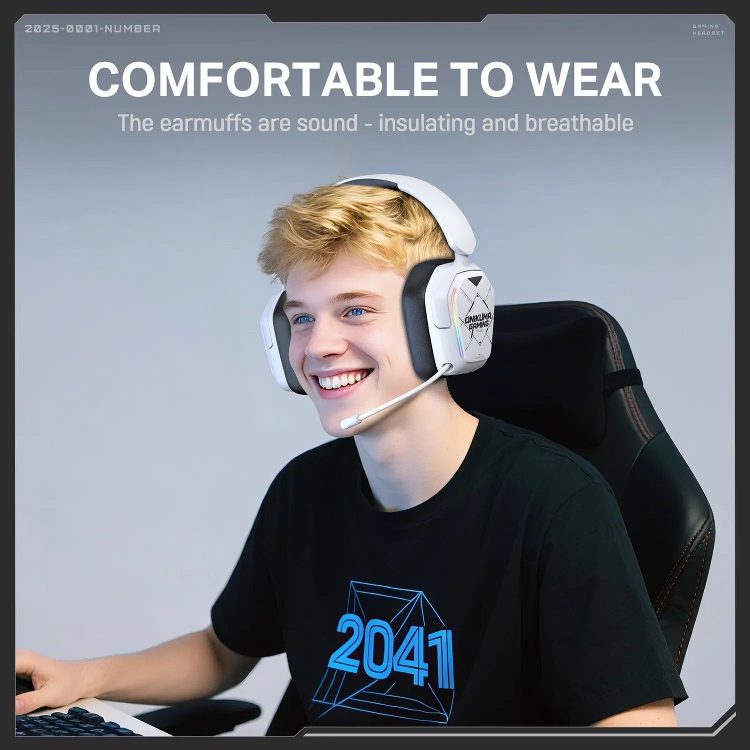 ONIKUMA GT883 gaming headset draadloos wit 60 uur