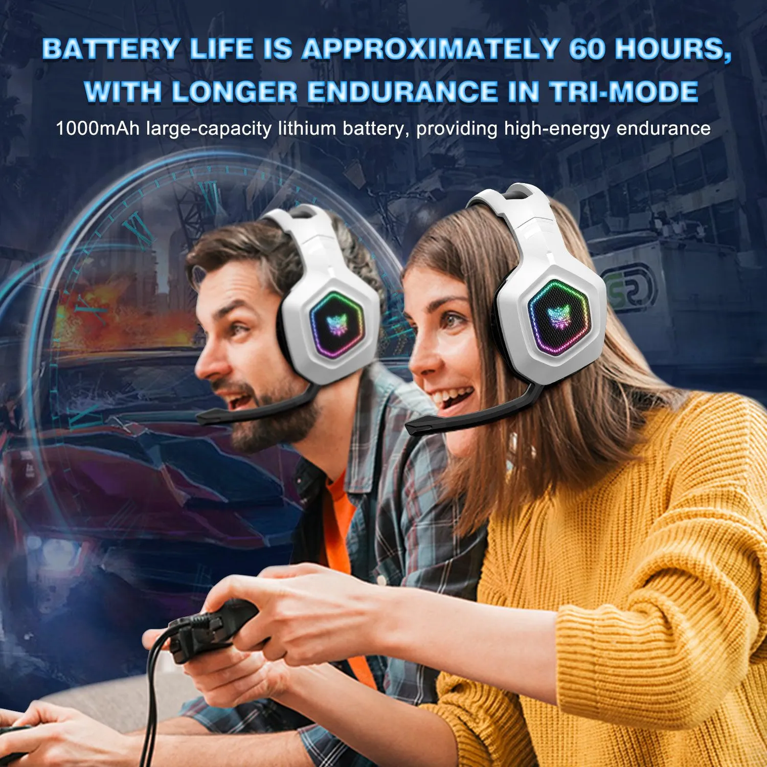 ONIKUMA B100 gaming headset draadloos 2.4GHz 50mm