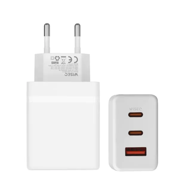 WiseQ 38W GaN snellader adapter wit 3-poorten