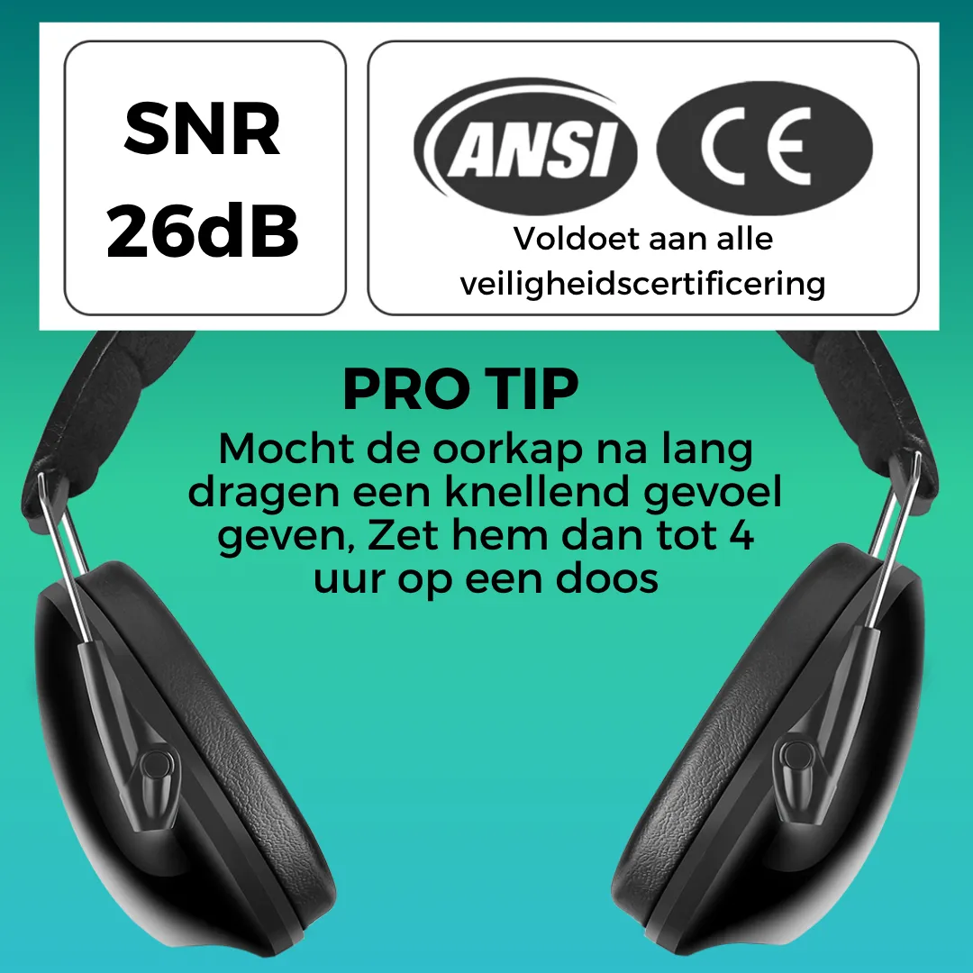 WISEQ Gehoorbescherming Kinderen Oorkappen Zwart 26dB