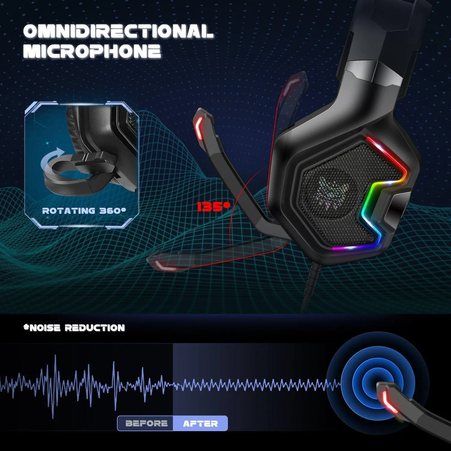 ONIKUMA K10 Pro gaming headset bedraad met 7.1 sound