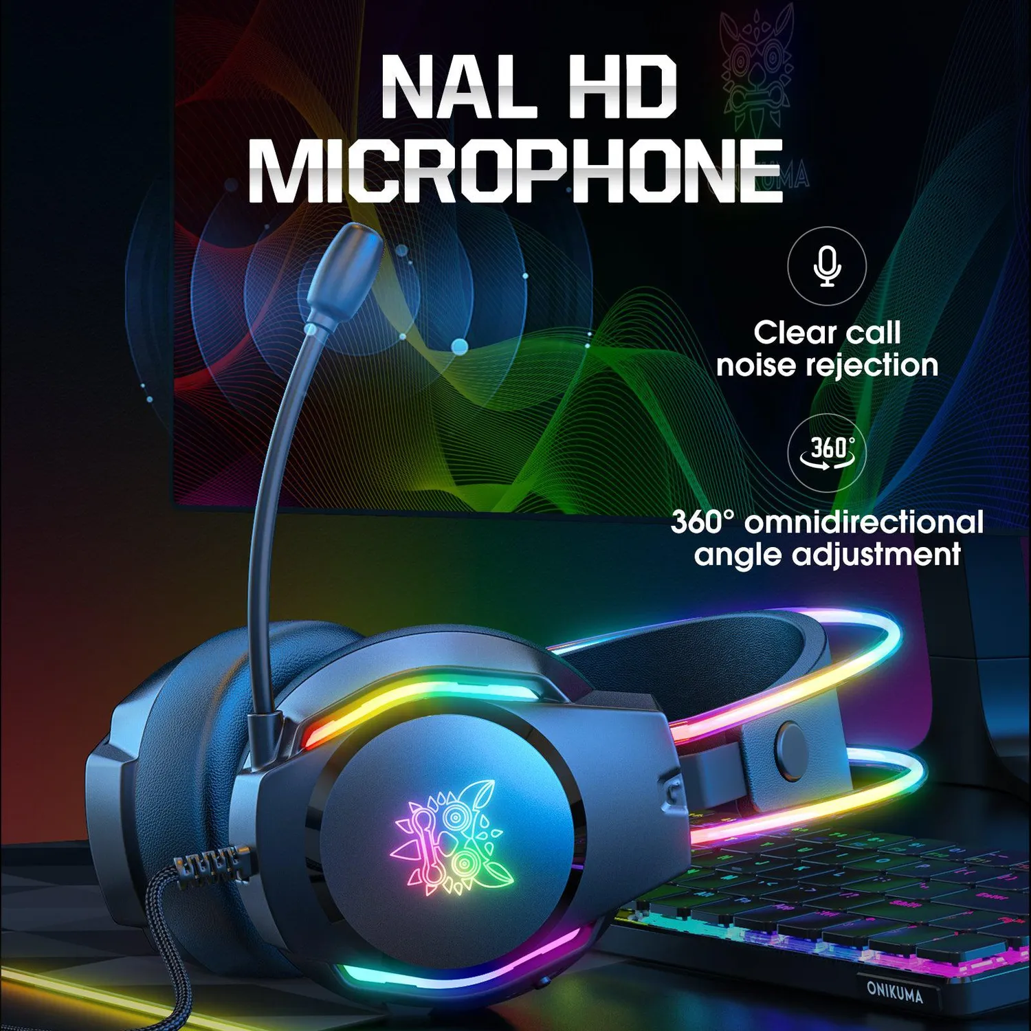 ONIKUMA X26 gaming headset roze bedraad – met RGB
