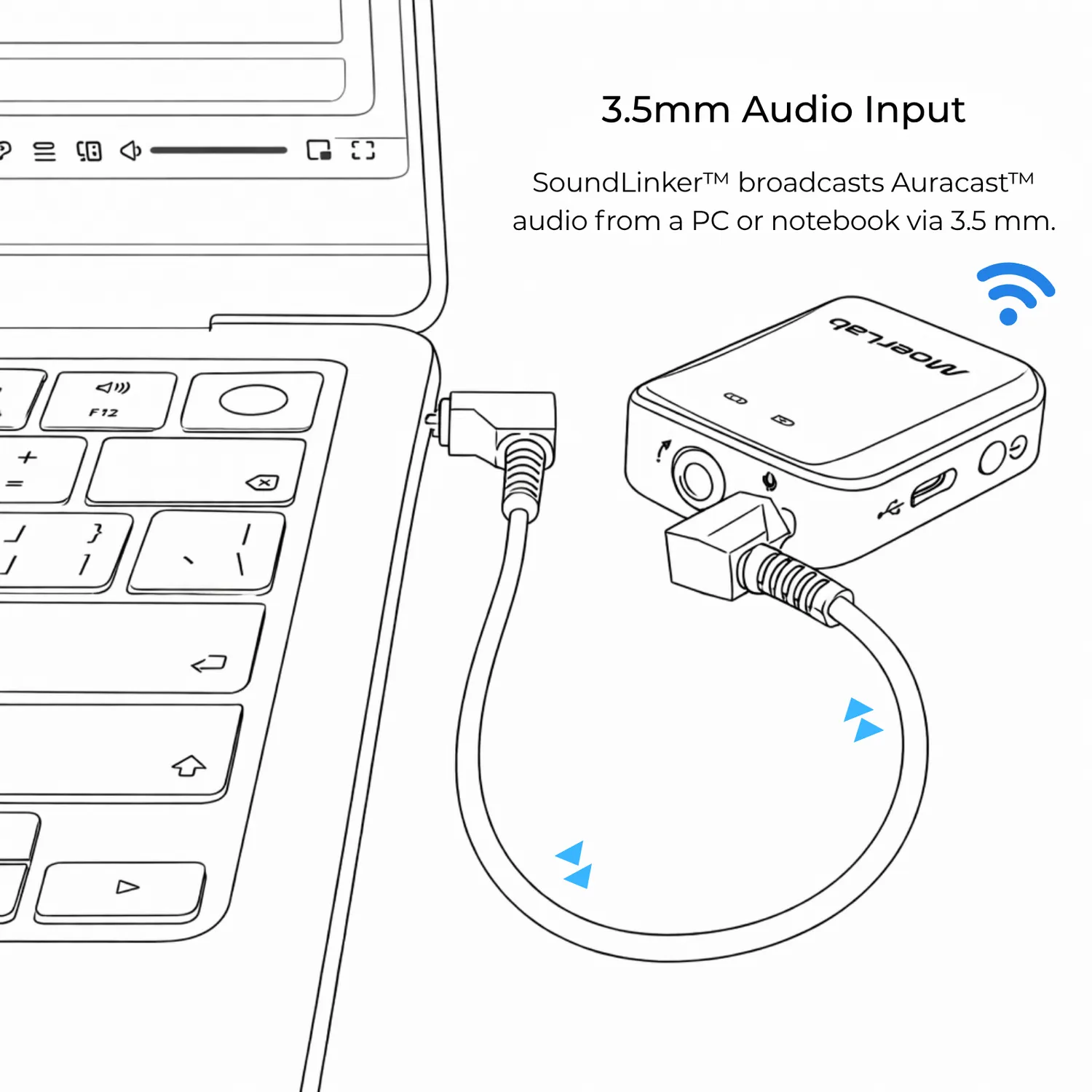 Moerlab SoundLinker Portable audiozender Auracast 40ms