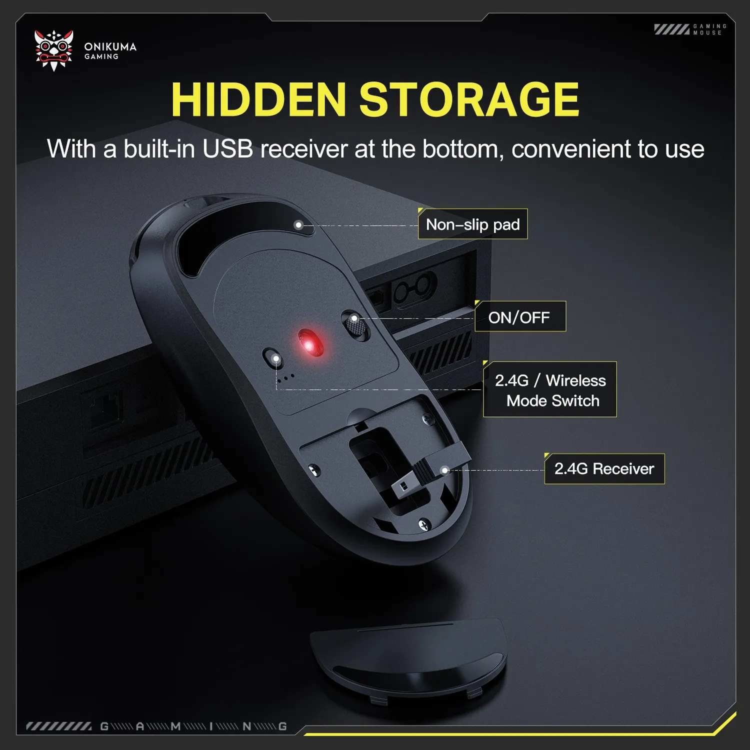 ONIKUMA DM05 draadloze gaming muis zwart 12800 DPI
