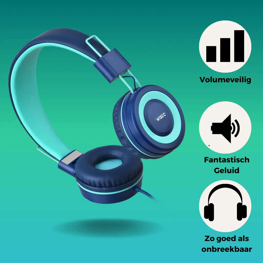 WISEQ One Kinder Koptelefoon Bedraad Blauw – 85dB