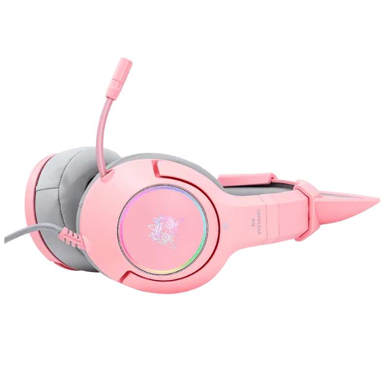 ONIKUMA K9 gaming headset roze met kattenoren RGB