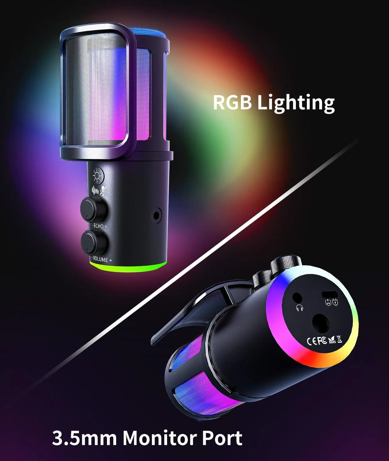 ONIKUMA M530 microfoon USB zwart met monitoring