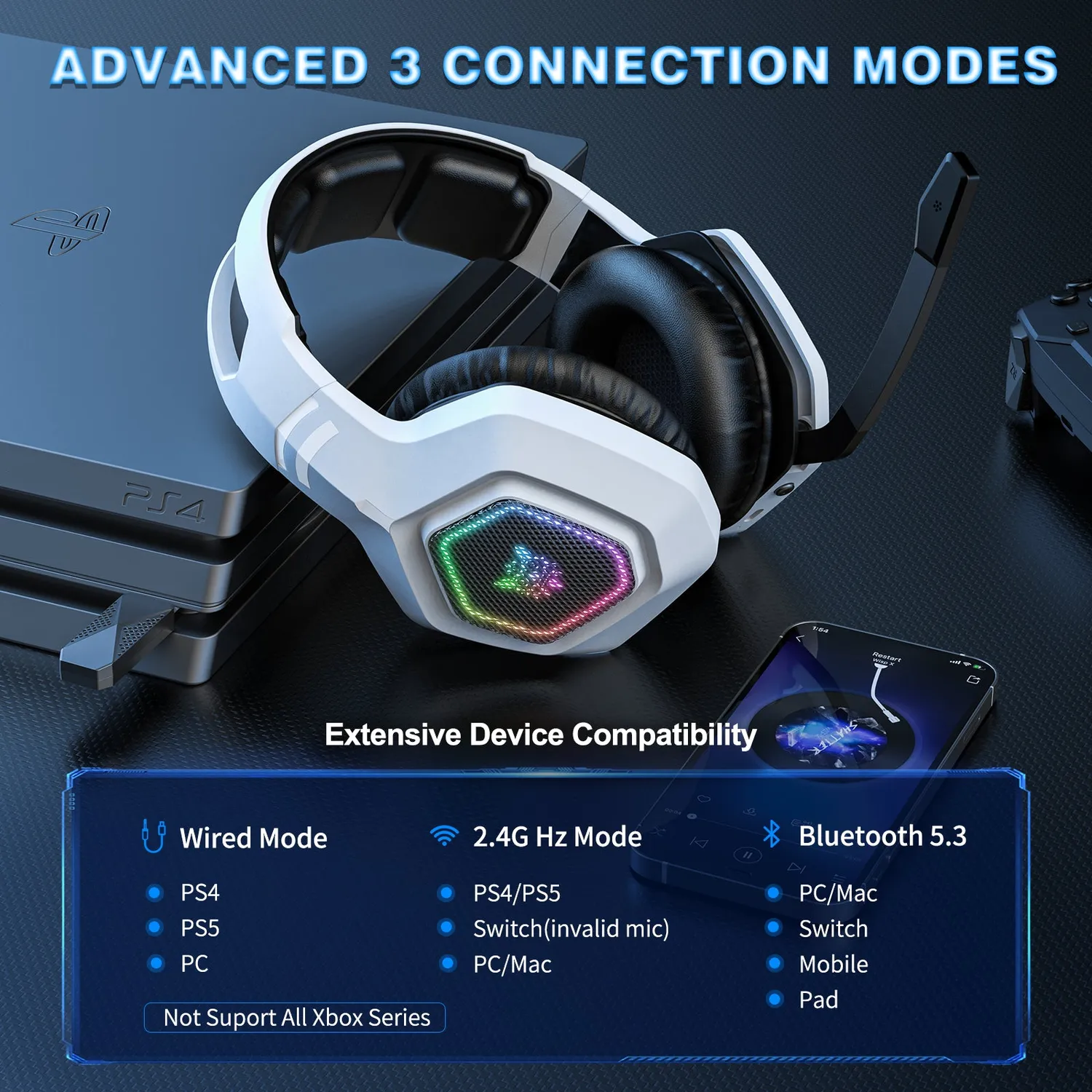 ONIKUMA B100 gaming headset draadloos 2.4GHz 50mm