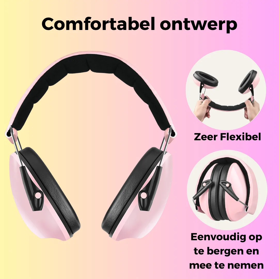 WISEQ Gehoorbescherming kinderen roze 26dB opvouwbaar