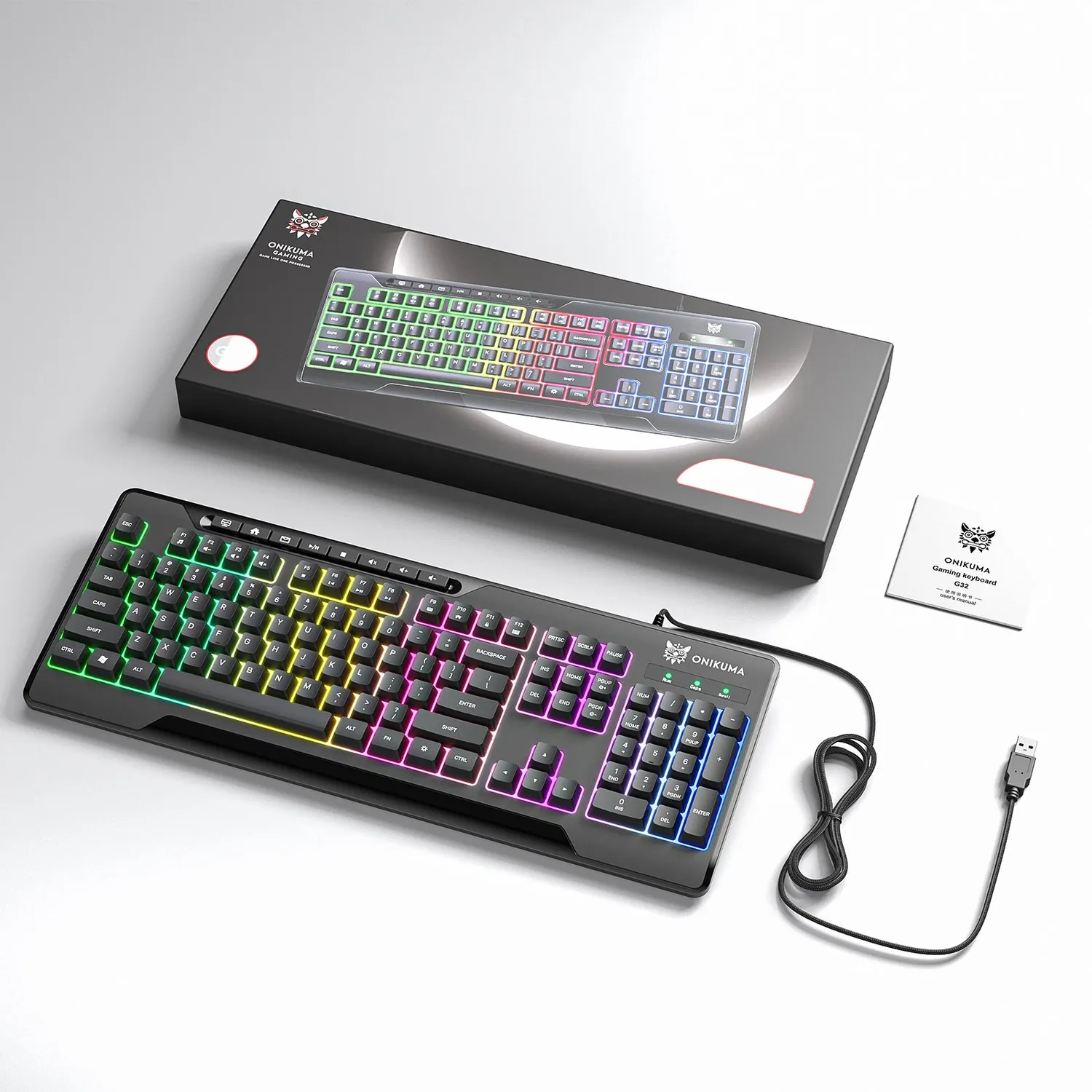 ONIKUMA G32 gaming toetsenbord zwart bedraad RGB