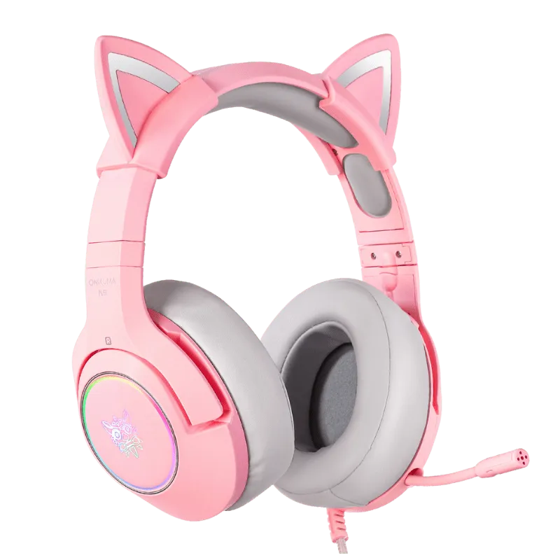 ONIKUMA K9 gaming headset roze met kattenoren RGB