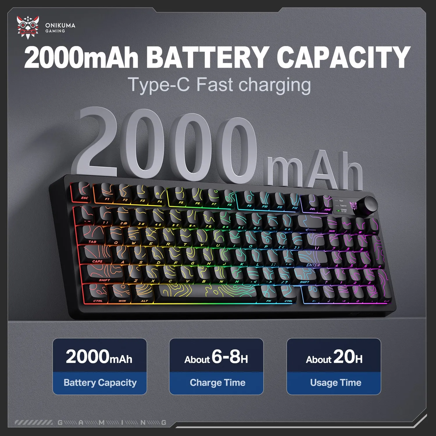 ONIKUMA MT902 gaming toetsenbord draadloos RGB