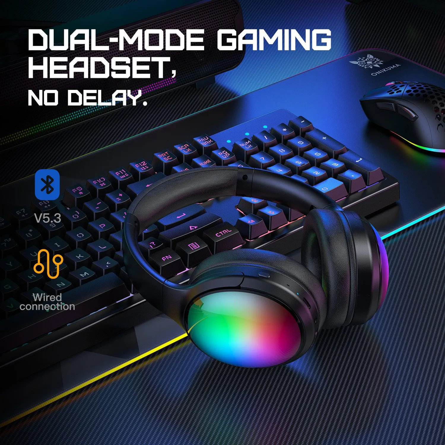 ONIKUMA B3 koptelefoon zwart bluetooth RGB 45 uur