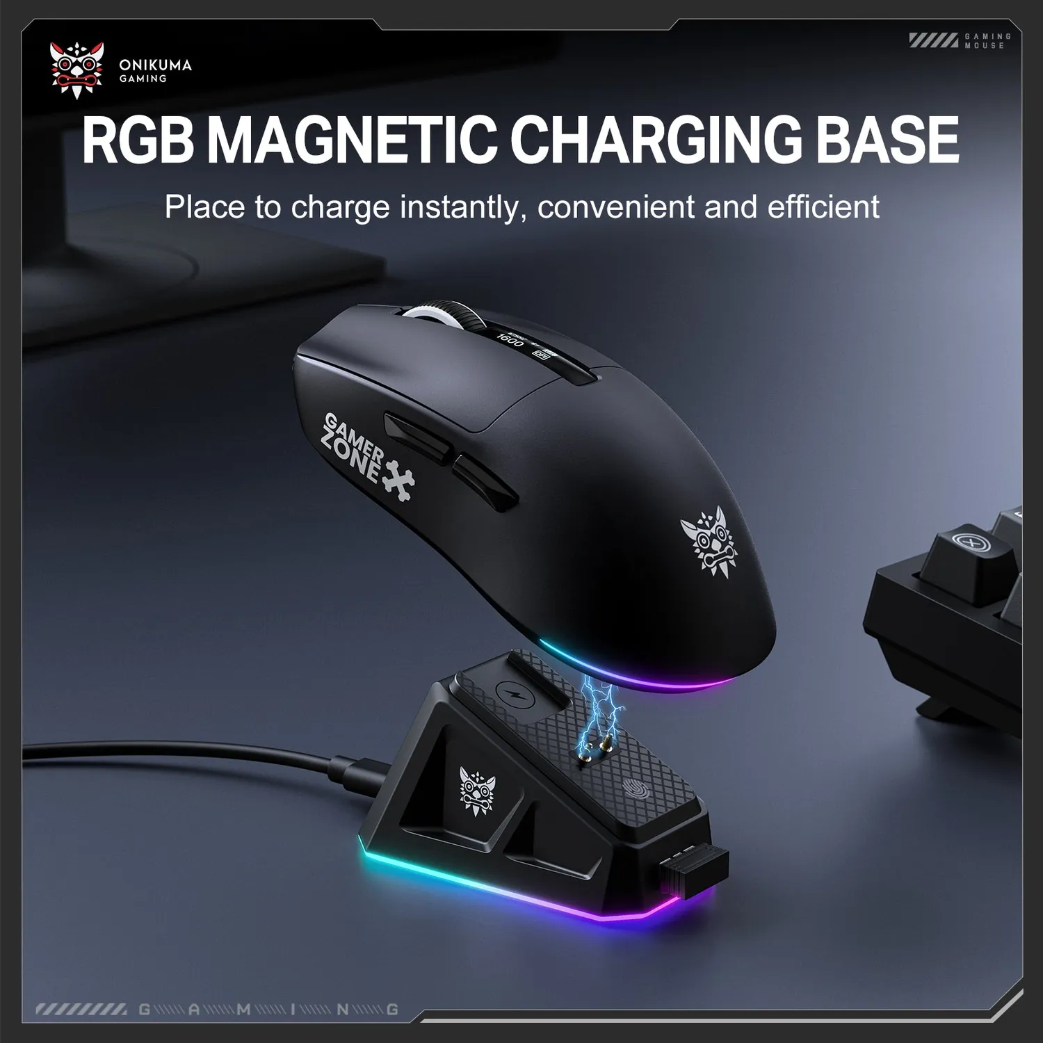 ONIKUMA DM07 gaming muis draadloos zwart 24000 DPI