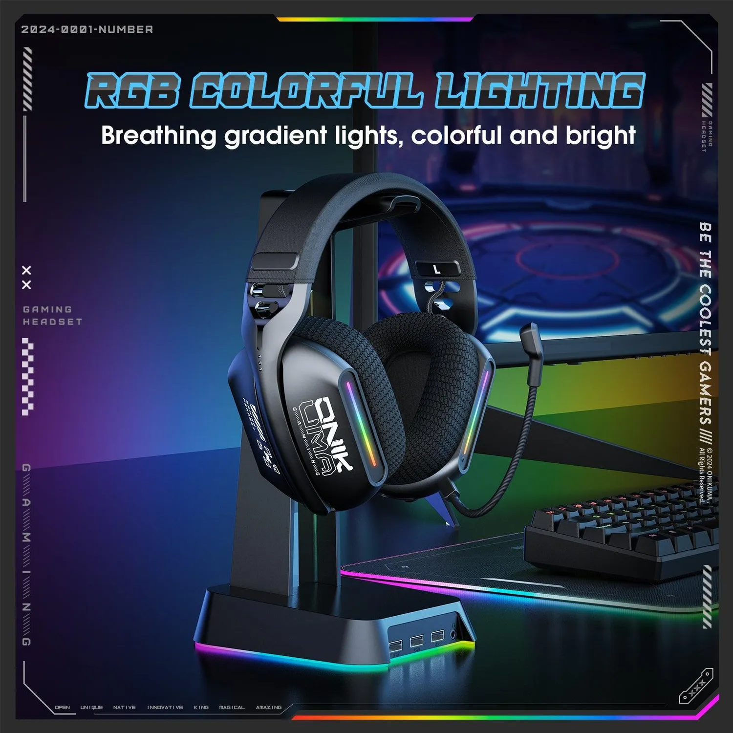 ONIKUMA GT808 gaming headset zwart bluetooth
