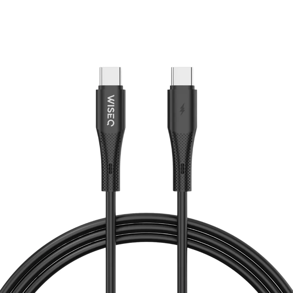 WiseQ Premium 60W USB-C Kabel Zwart 1 Meter Snelladen