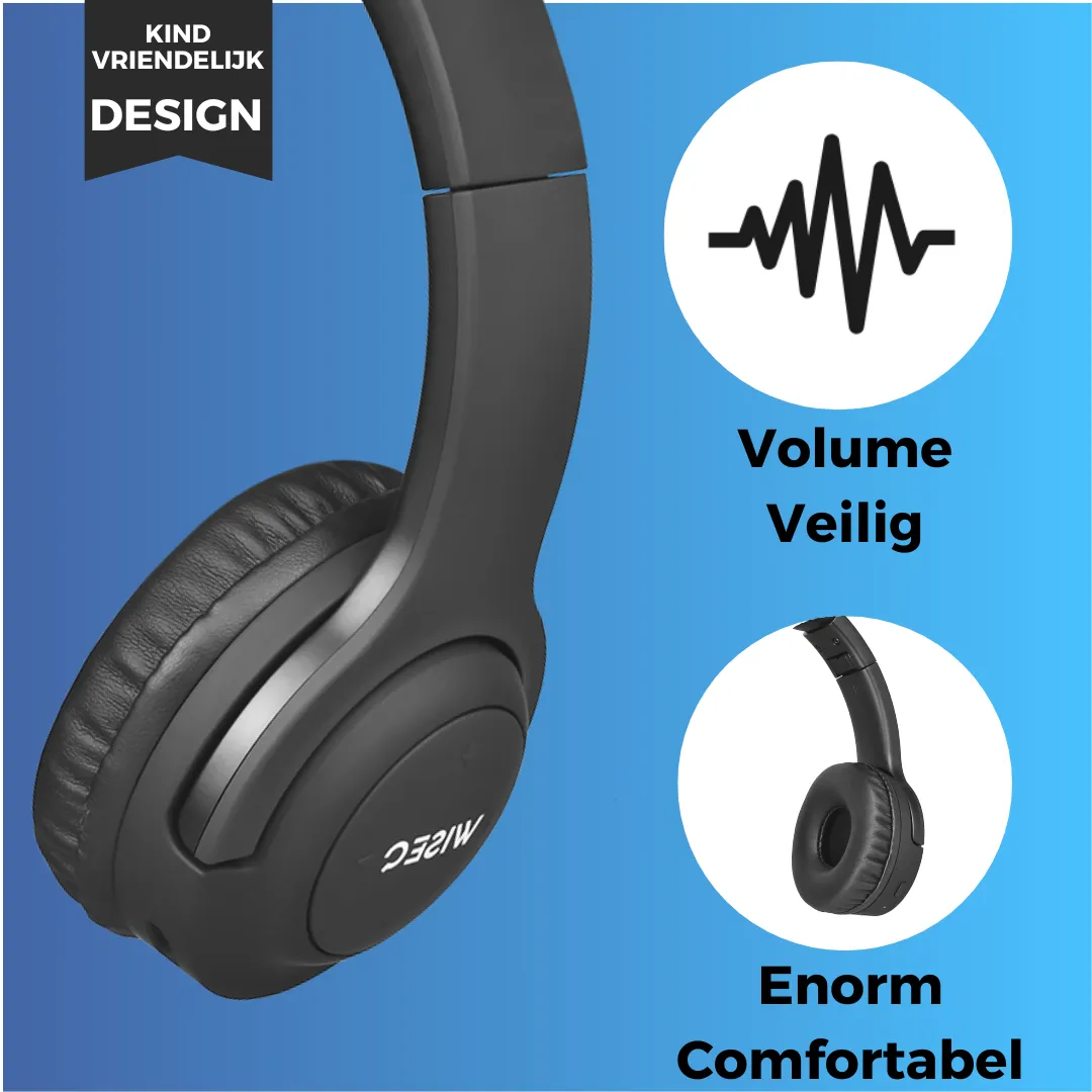 WiseQ Hero Draadloze Kinderkoptelefoon Zwart 38 uur