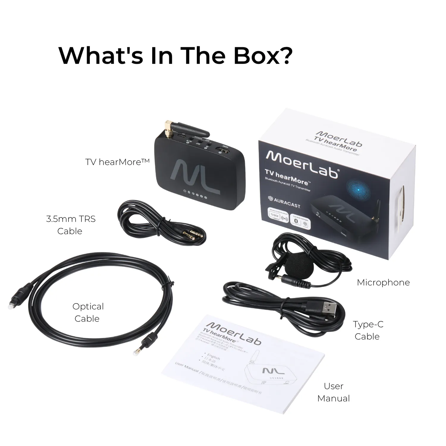 Moerlab TV hearMore Auracast tv zender optical AUX