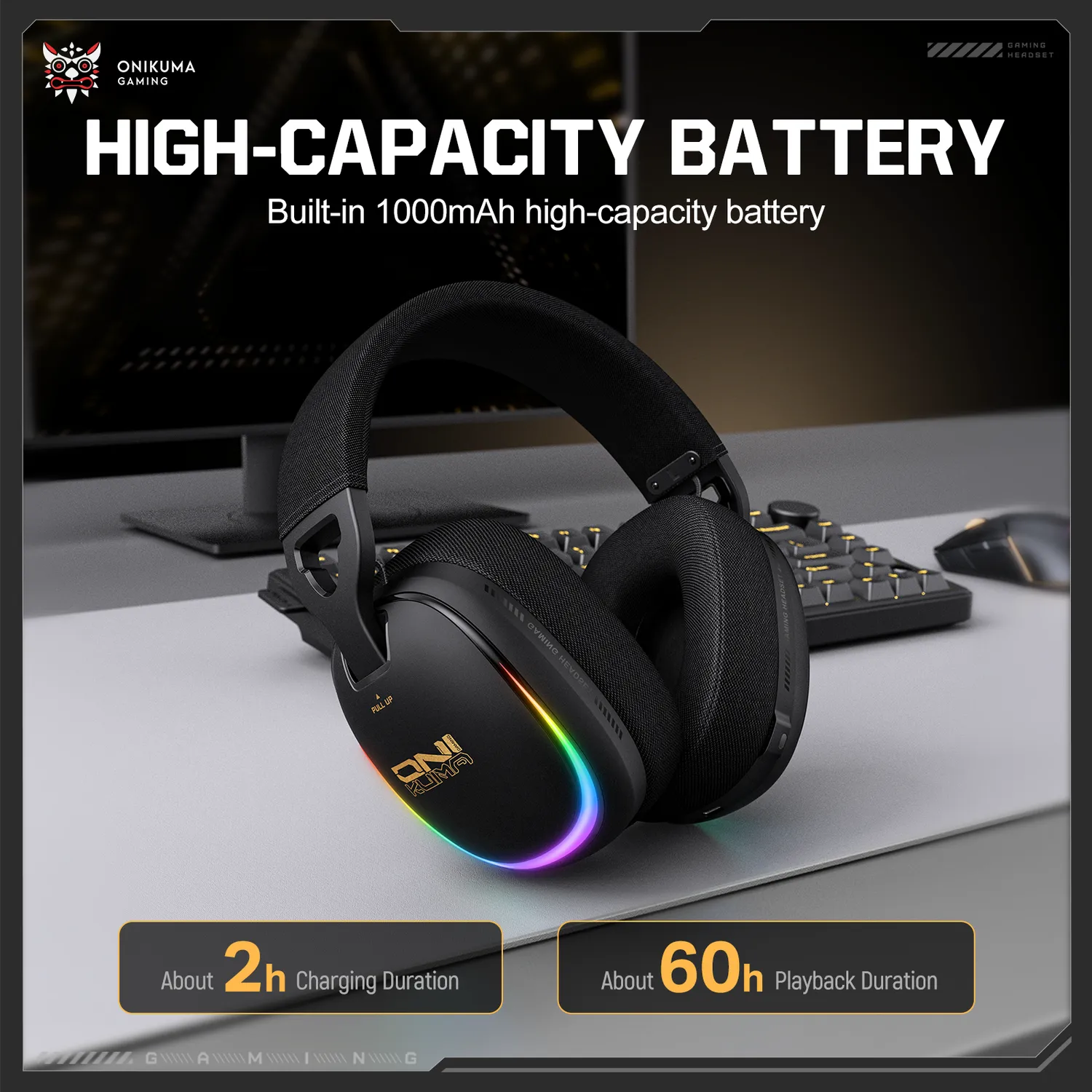 ONIKUMA GT805 gaming headset zwart draadloos low latency