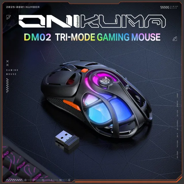 ONIKUMA DM02 gaming muis draadloos zwart 12800DPI
