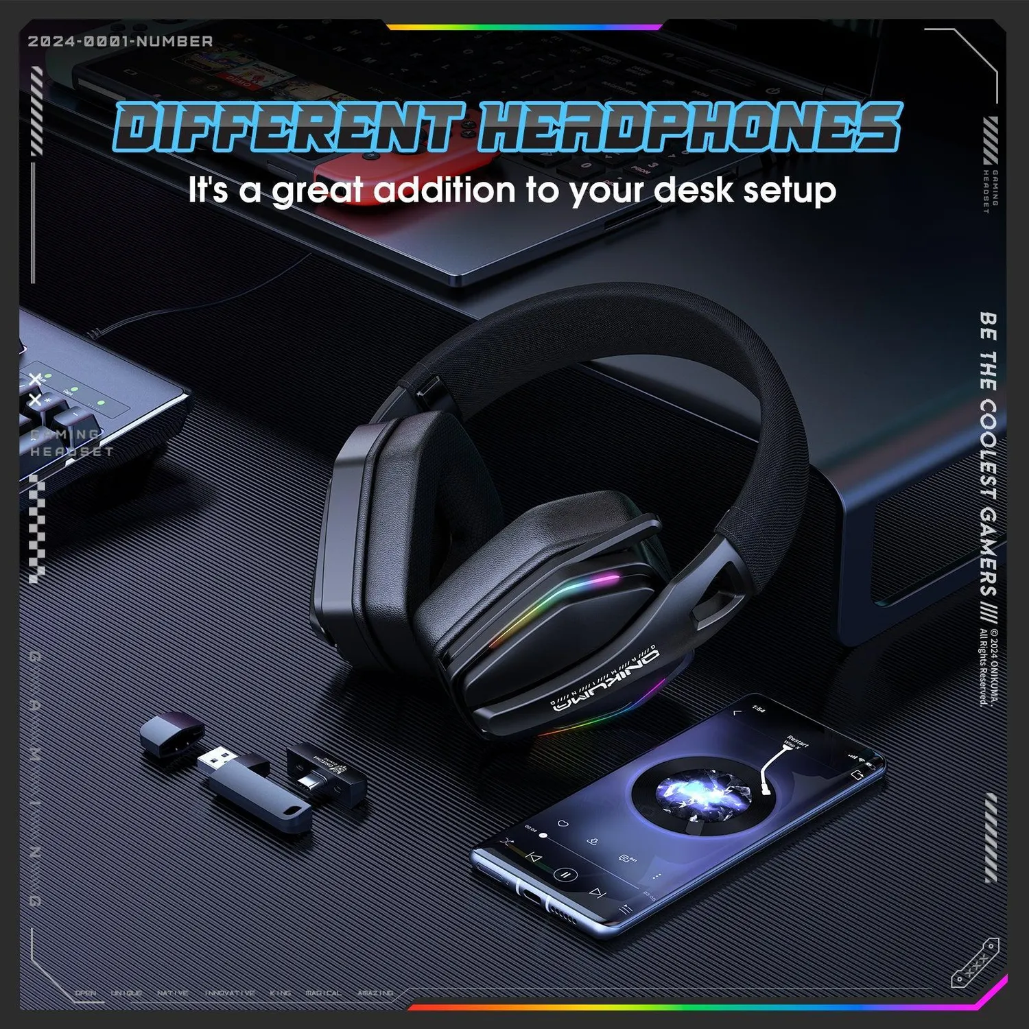 ONIKUMA GT826 gaming headset zwart 3-modi 20 uur